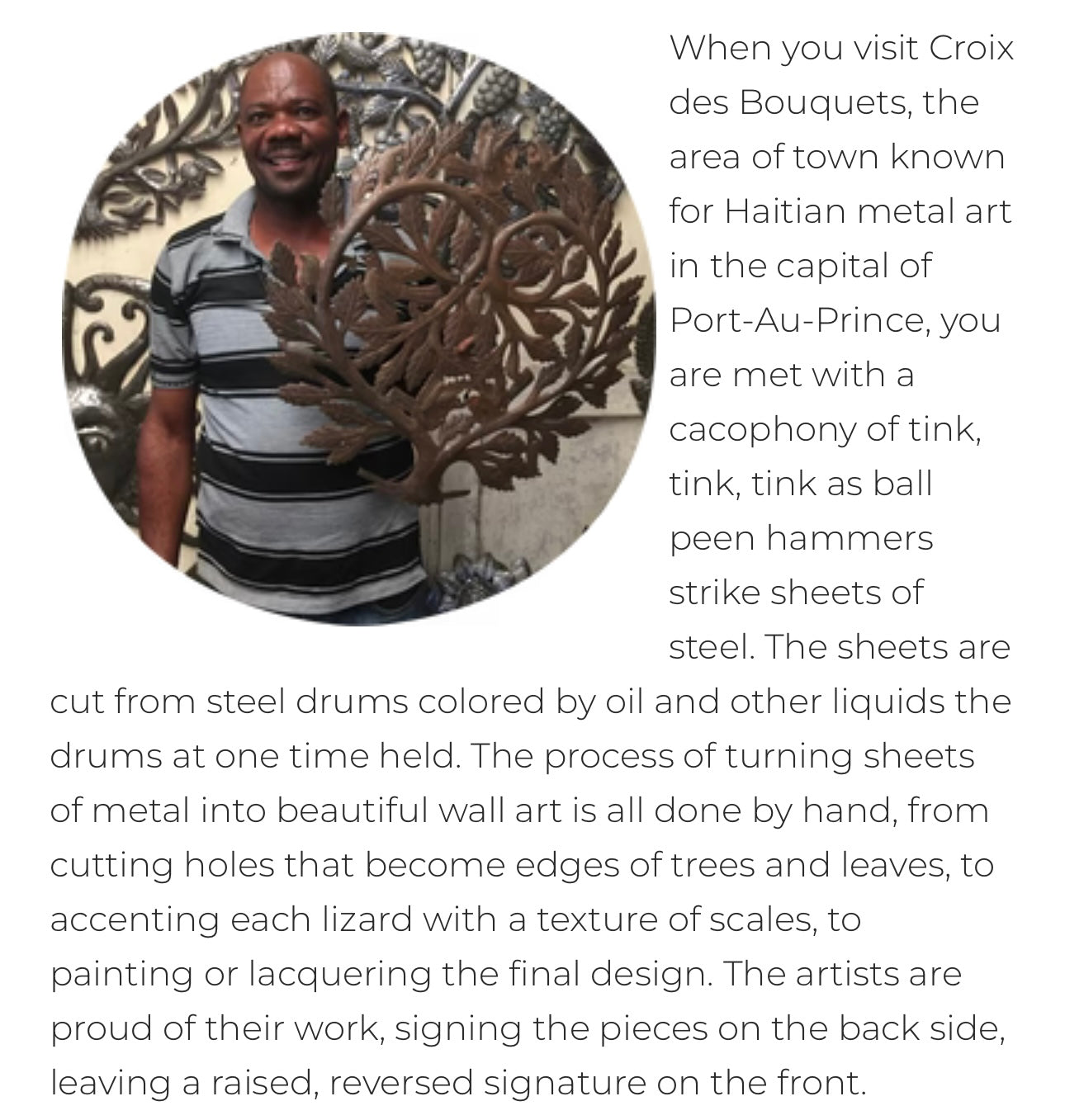 Tree with Cut-out Stars
Haitian Metal Drum
Christmas Ornament (5" x
3"')