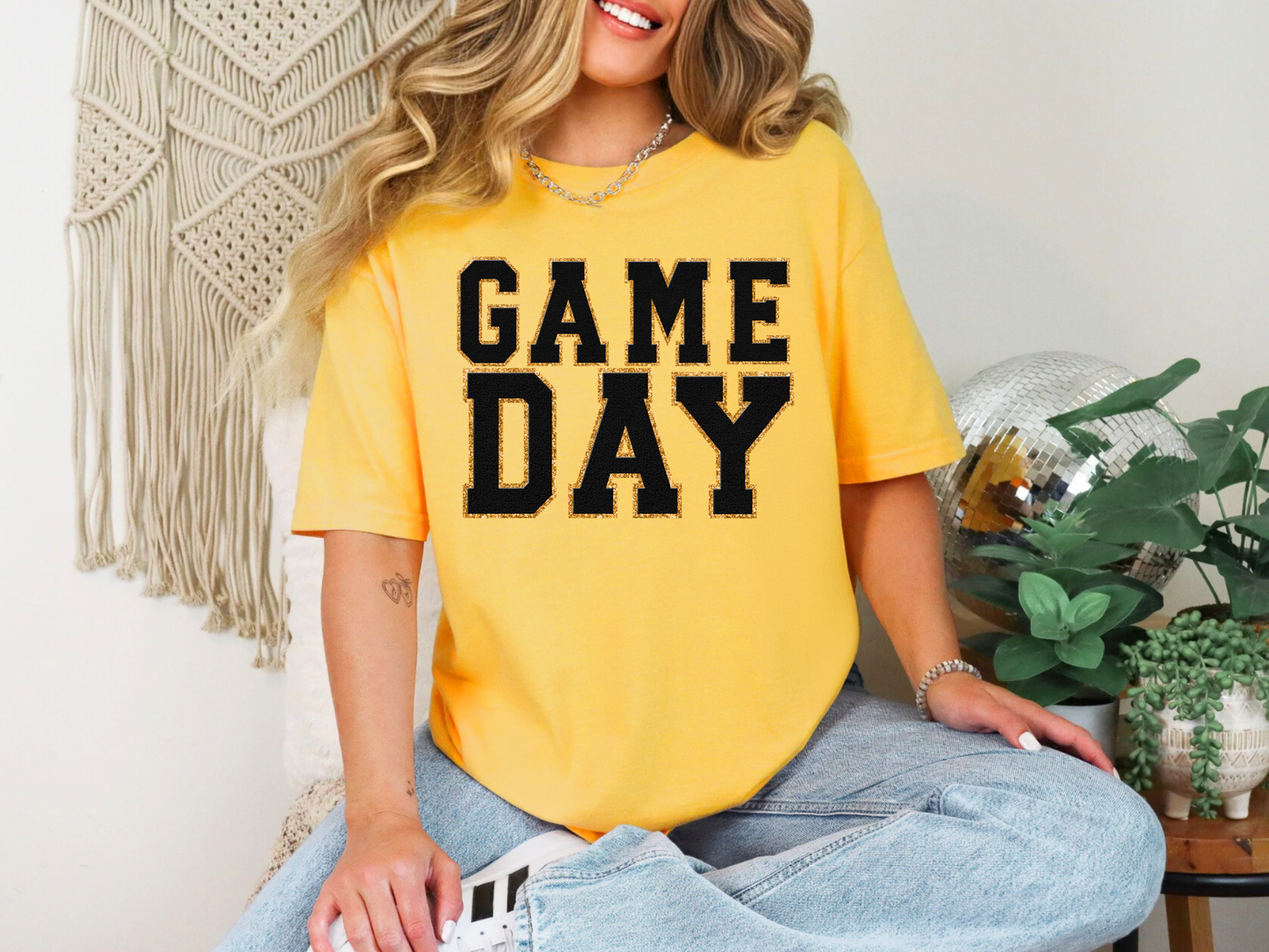 Game Day Gold Graphic Short Sleeved Top