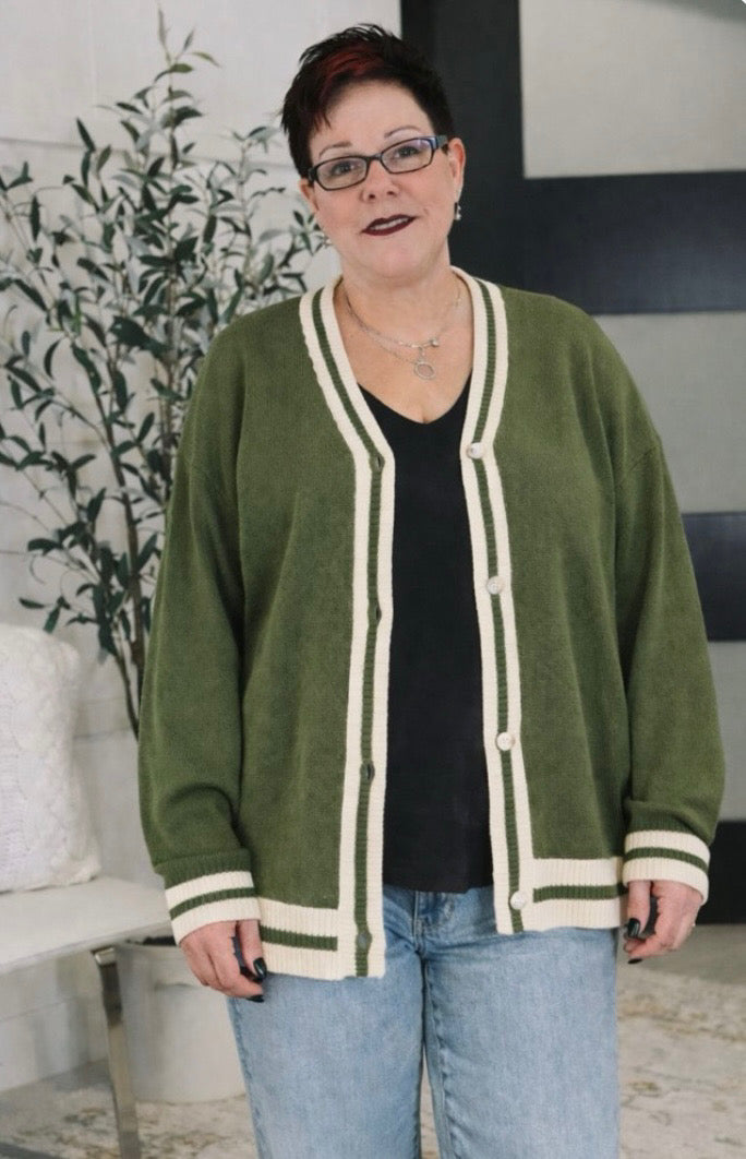SOMETHING SIMPLE FULL FRONT BUTTON DOWN CARDIGAN
