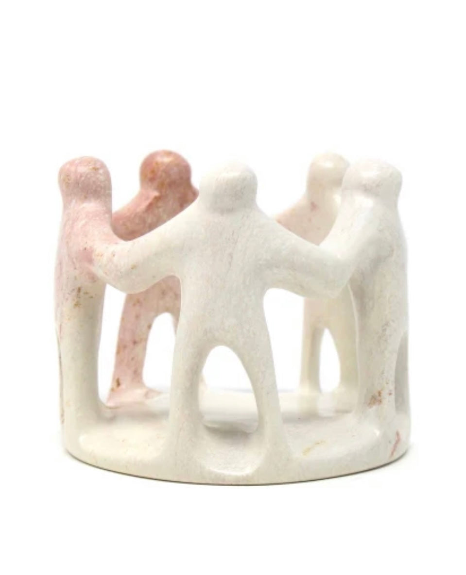 CIRCLE OF FRIENDS NATURAL STONE SCULPTURE, 3 TO 3.5-INCH