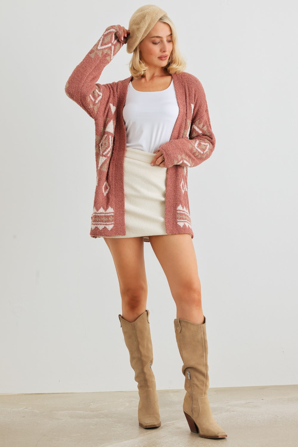 VERYJ/LOVERICHE Open Front Long Sleeve Cardigan