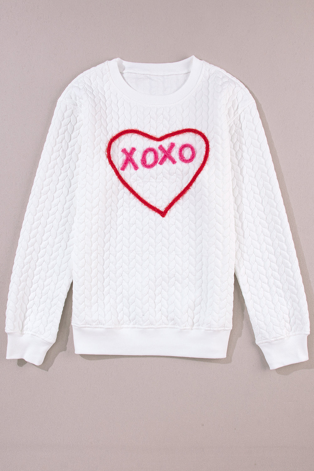 XOXO Heart Round Neck Dropped Shoulder Sweatshirt