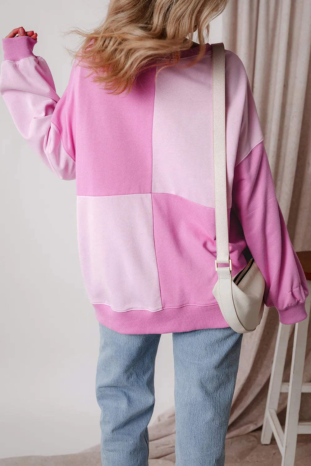 Contrast Half Button Long Sleeve Sweatshirt