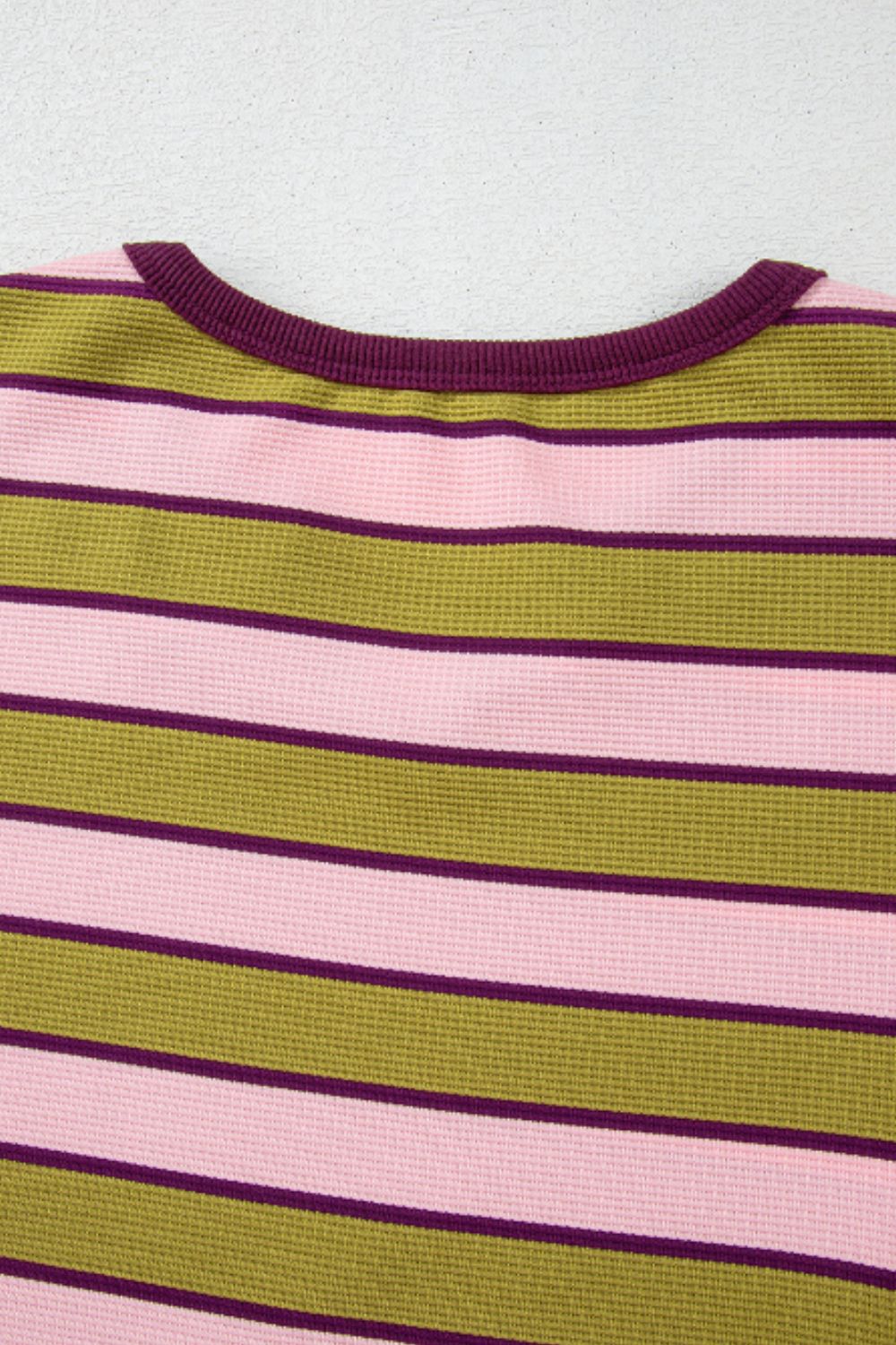 Striped Notched Long Sleeve T-Shirt