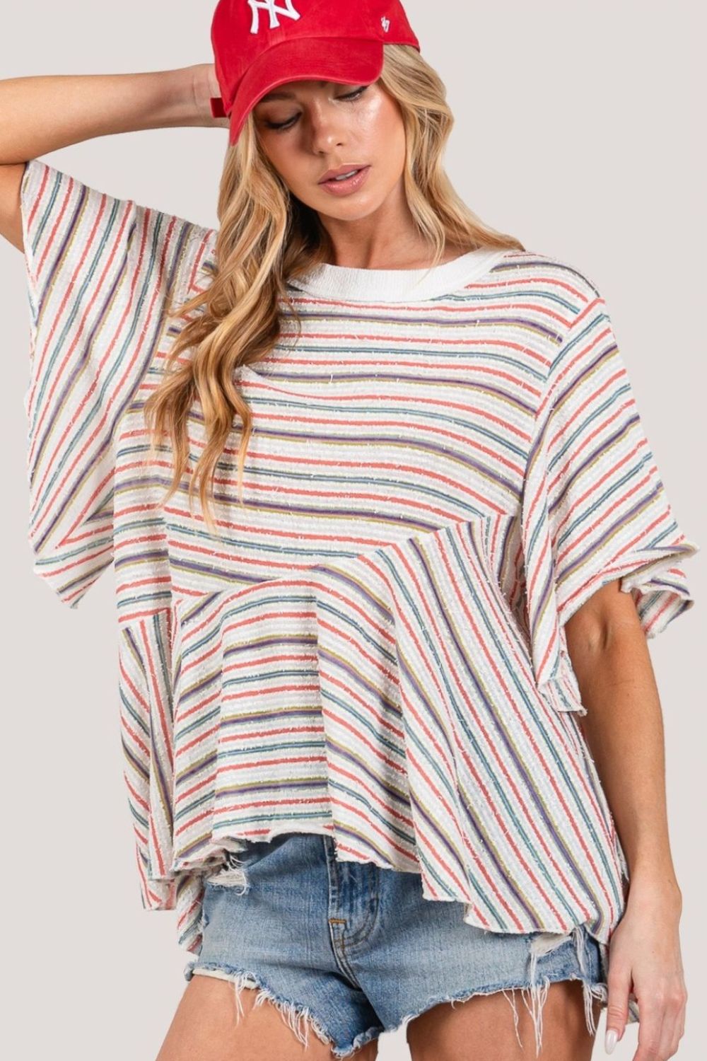 SAGE + FIG Full Size Round Neck Stripe Top