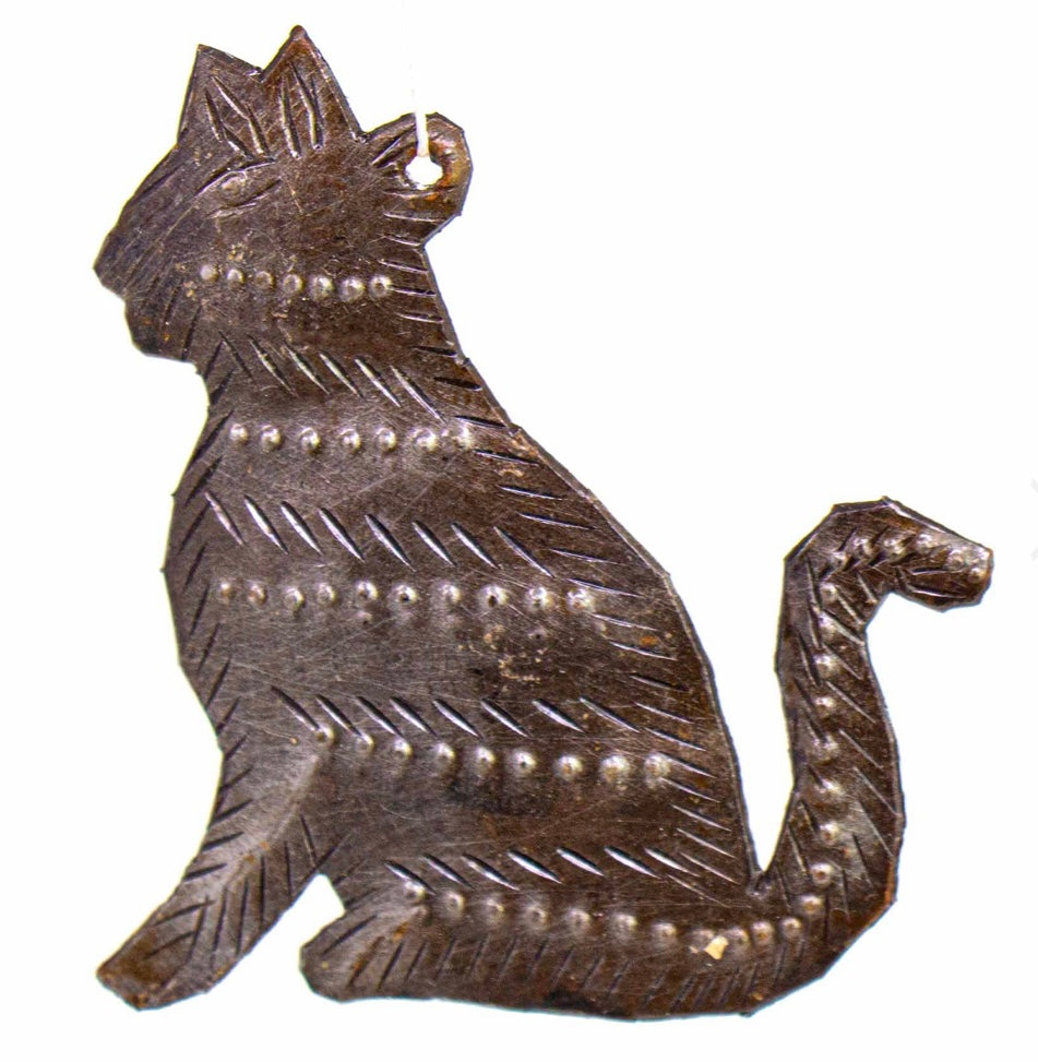 CAT HAITIAN METAL DRUM ORNAMENT