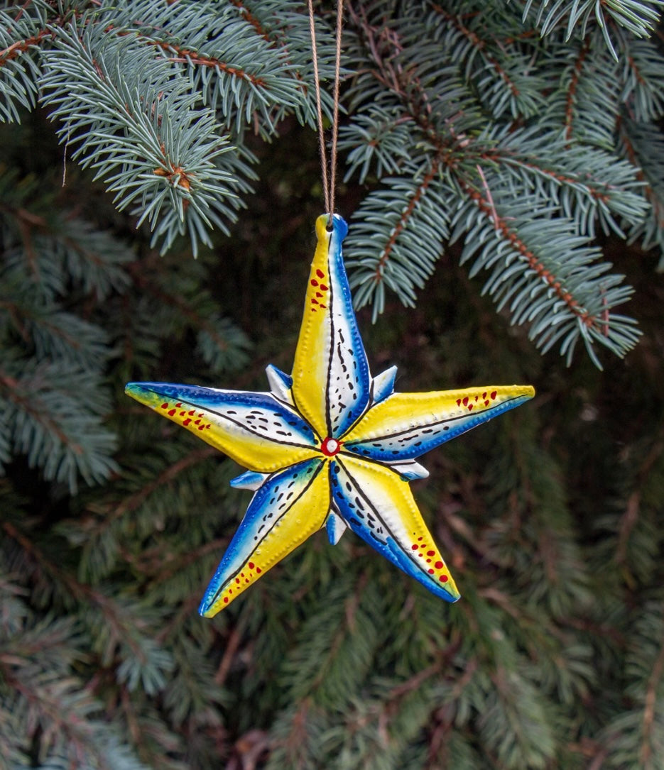 BRIGHT STAR HAITIAN METAL DRUM CHRISTMAS ORNAMENT