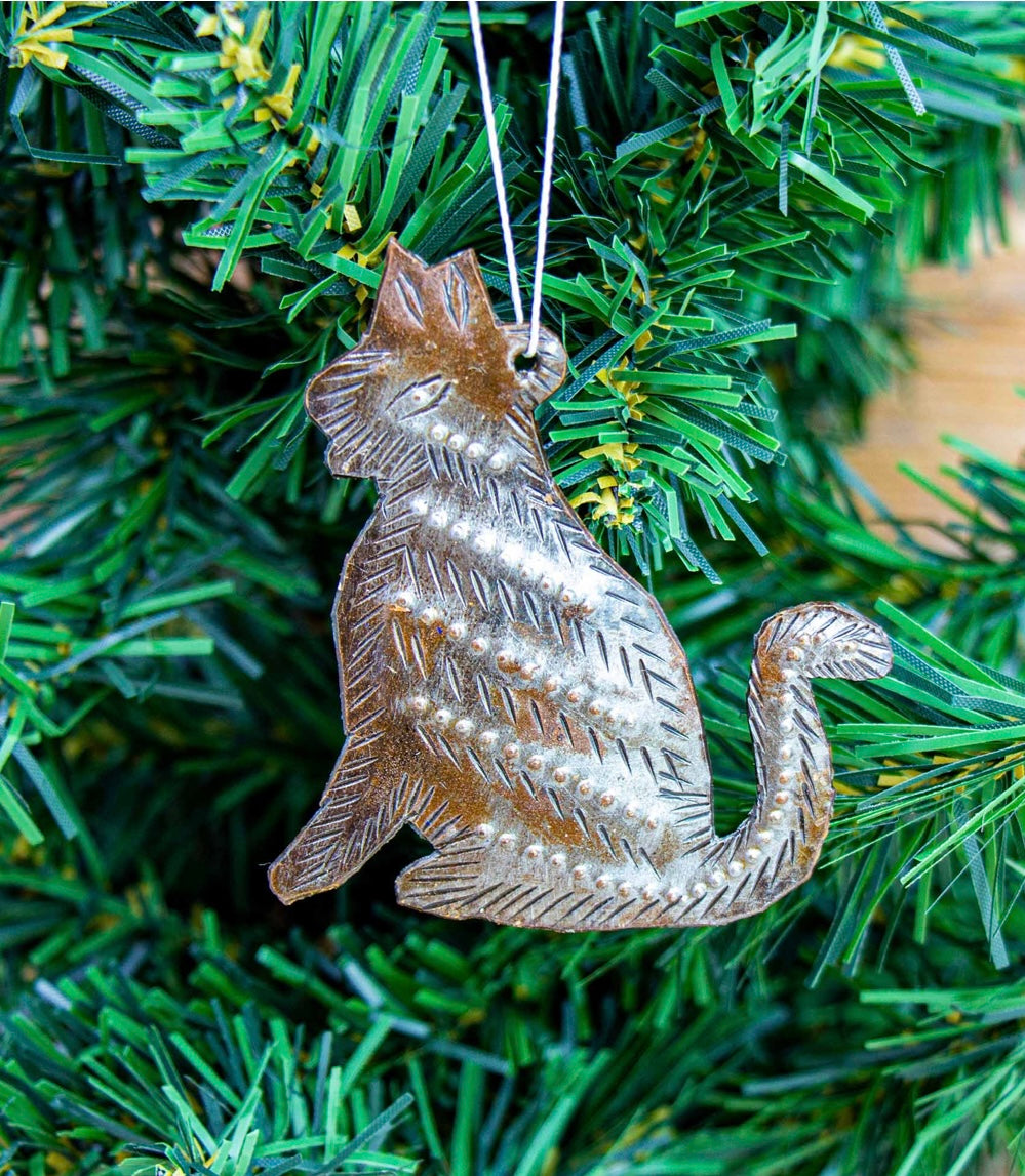 CAT HAITIAN METAL DRUM ORNAMENT