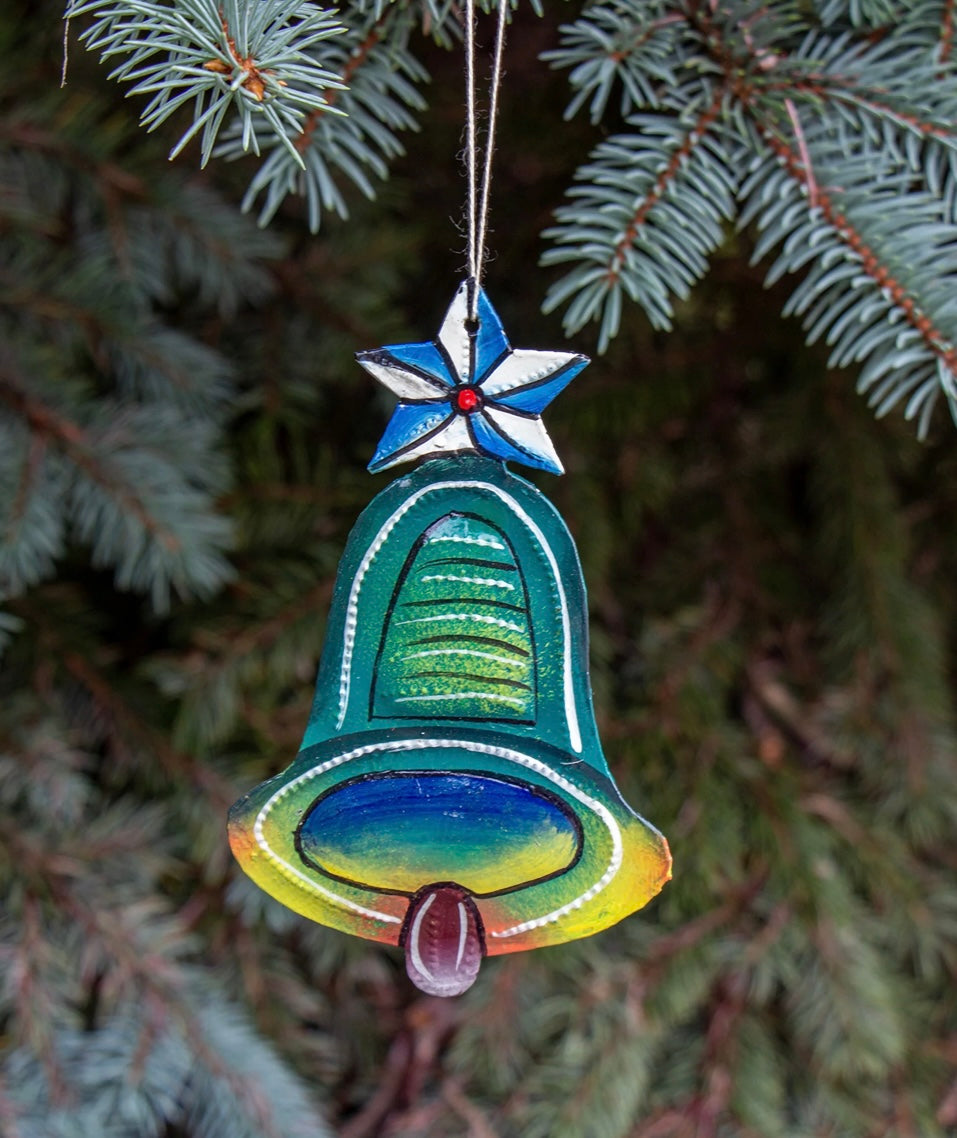 BELL HAITIAN METAL DRUM CHRISTMAS ORNAMENT