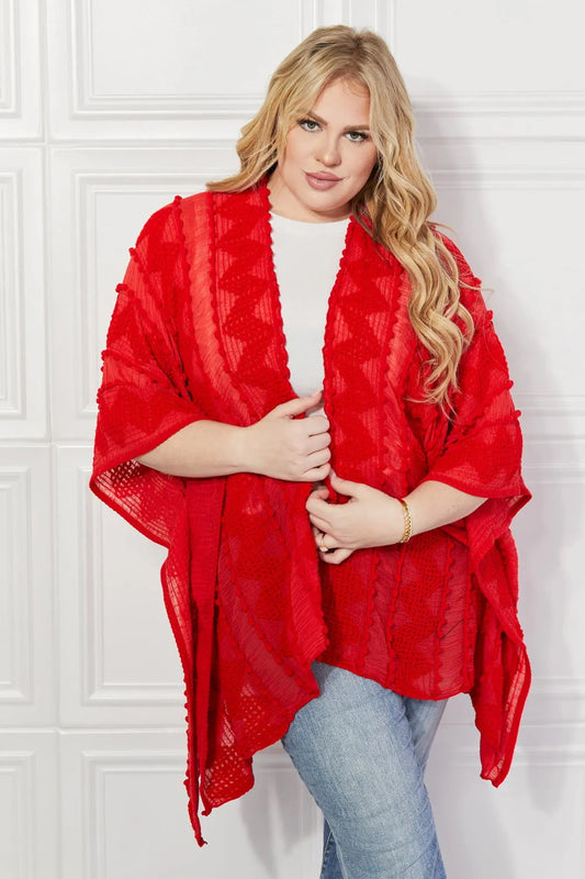 Justin Taylor Pom-Pom Asymmetrical Poncho
Cardigan in Red - single piece