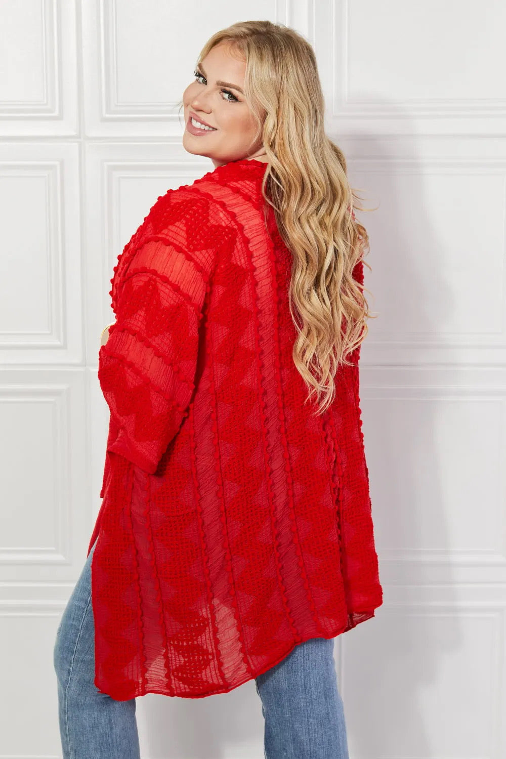 Justin Taylor Pom-Pom Asymmetrical Poncho
Cardigan in Red - single piece