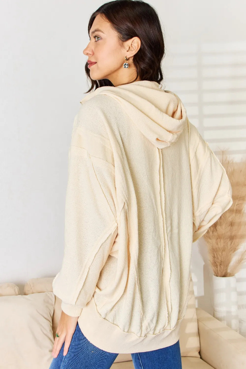 Large POL Zip Up High-Low Hem Hoodie - single piece