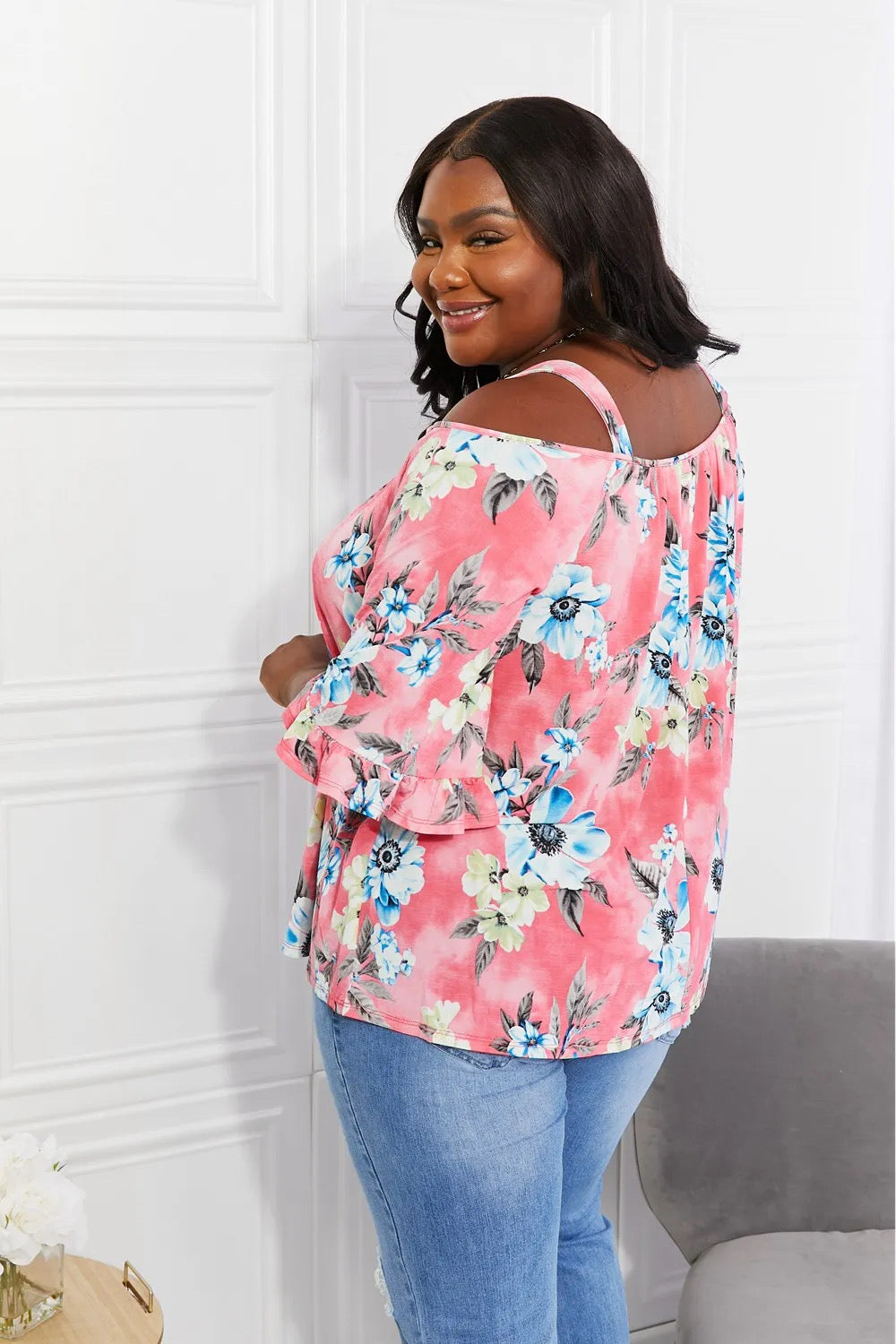 3XL Sew In Love Fresh Take Floral Cold-Shoulder Top - single pieces