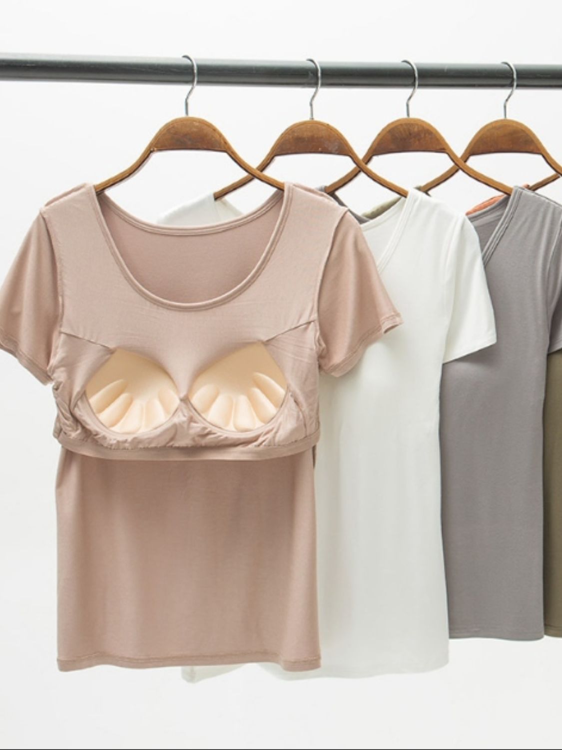 Round Neck Modal T-Shirt with Bra