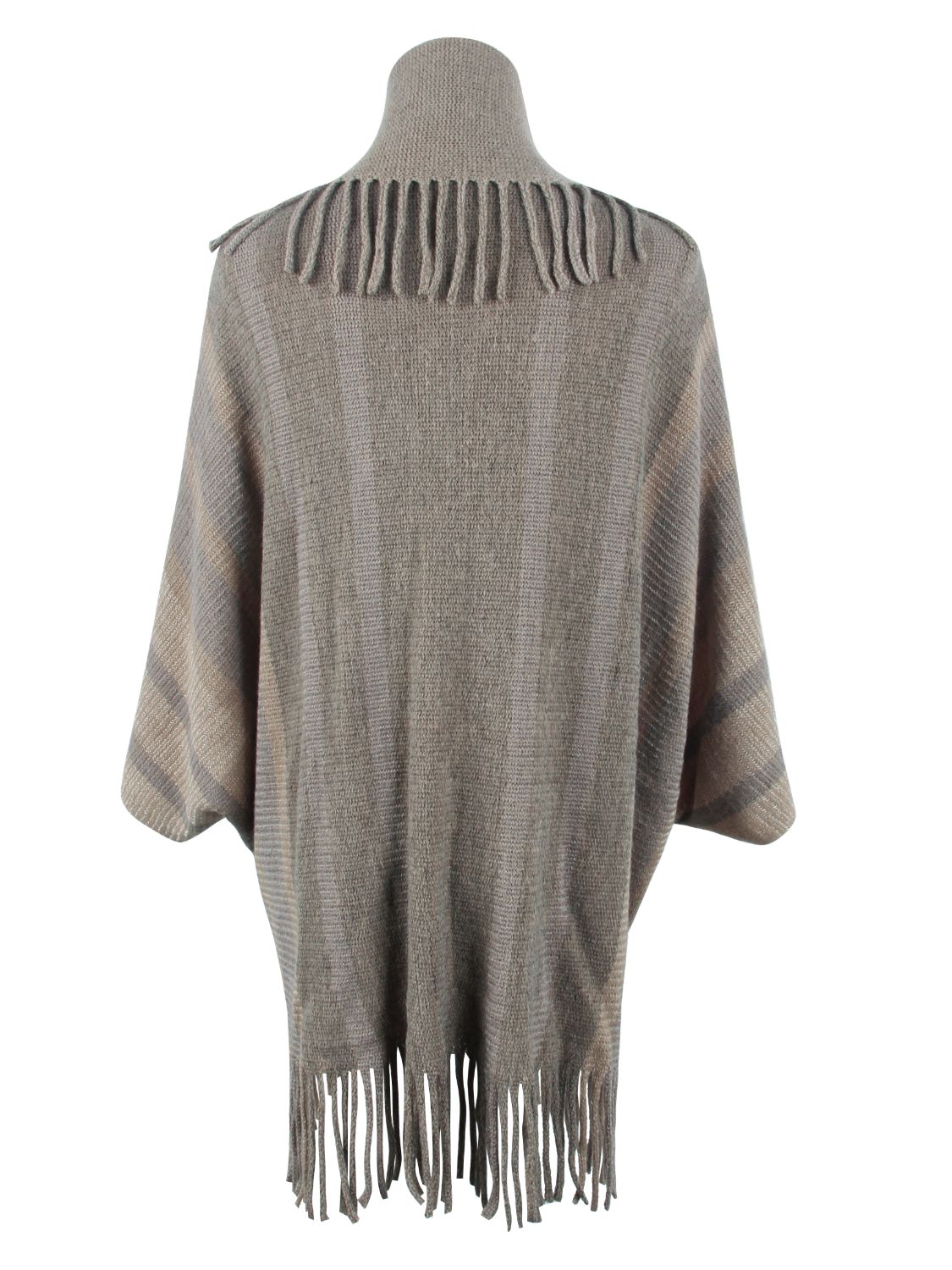 Fringe Detail Open Front Poncho