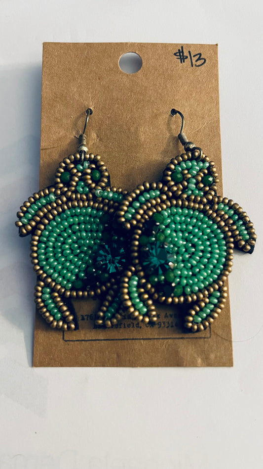 Beaded Turtle Earrings