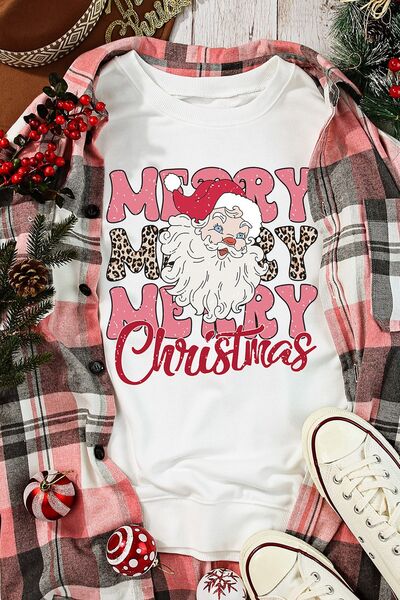 MERRY CHRISTMAS Round Neck Dropped Shoulder Sweatshirt