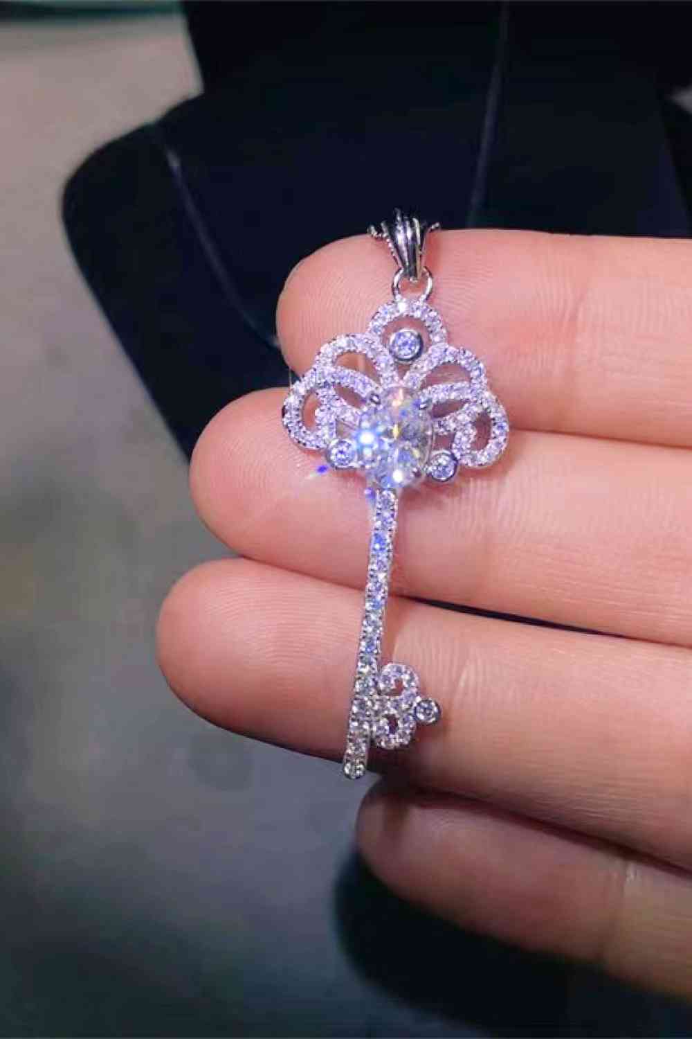 1 Carat Moissanite Key Pendant Necklace