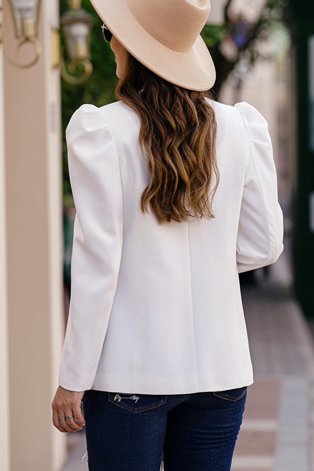 Puff Sleeve Shawl Collar Blazer