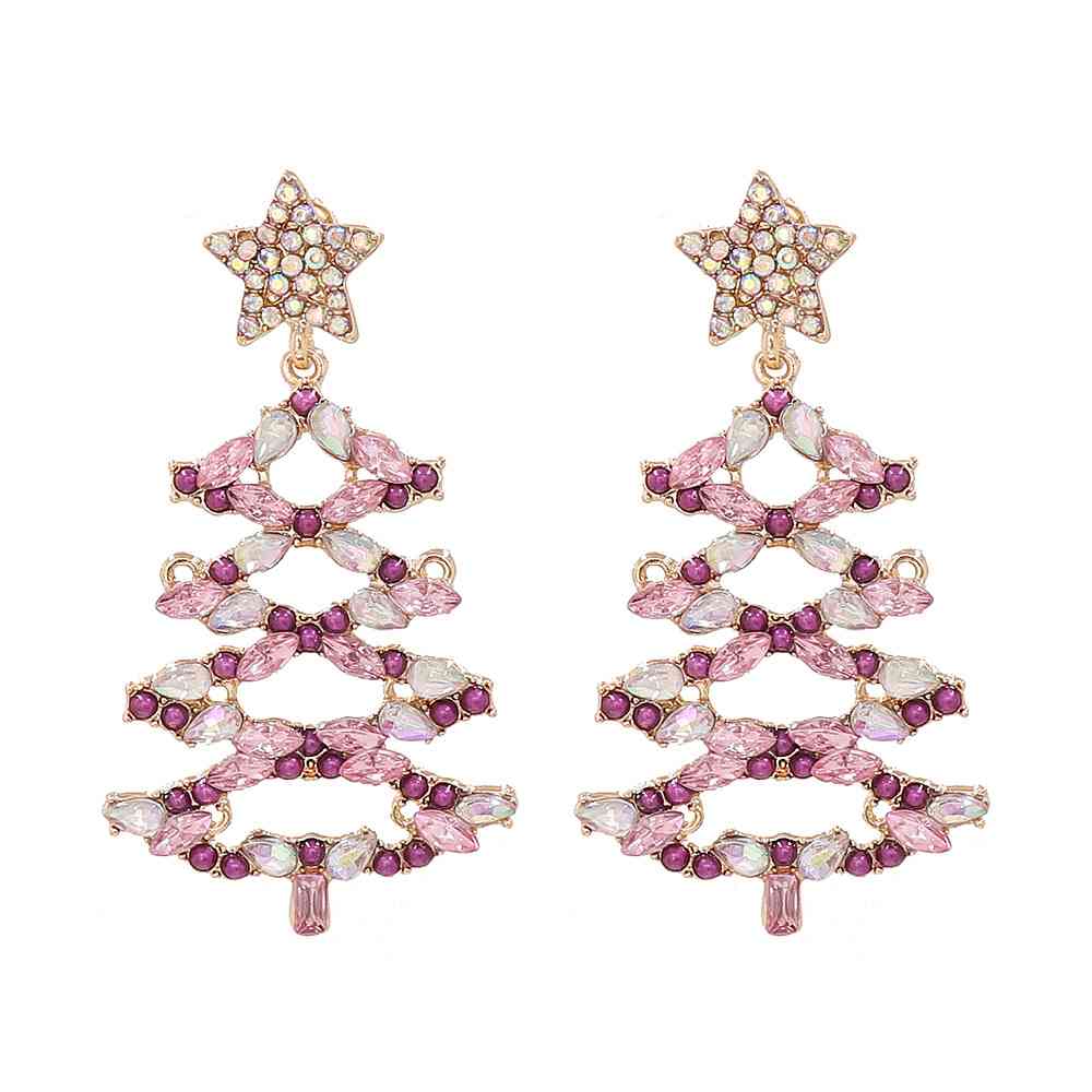 Christmas Tree Rhinestone Alloy Earrings