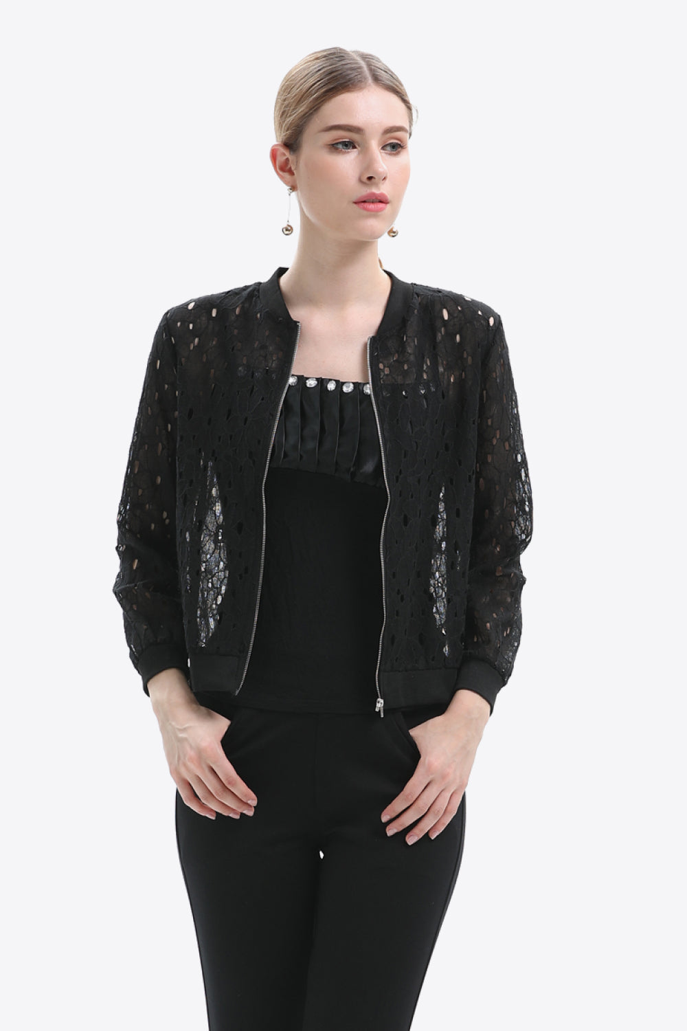 Openwork Zip Up Jacket