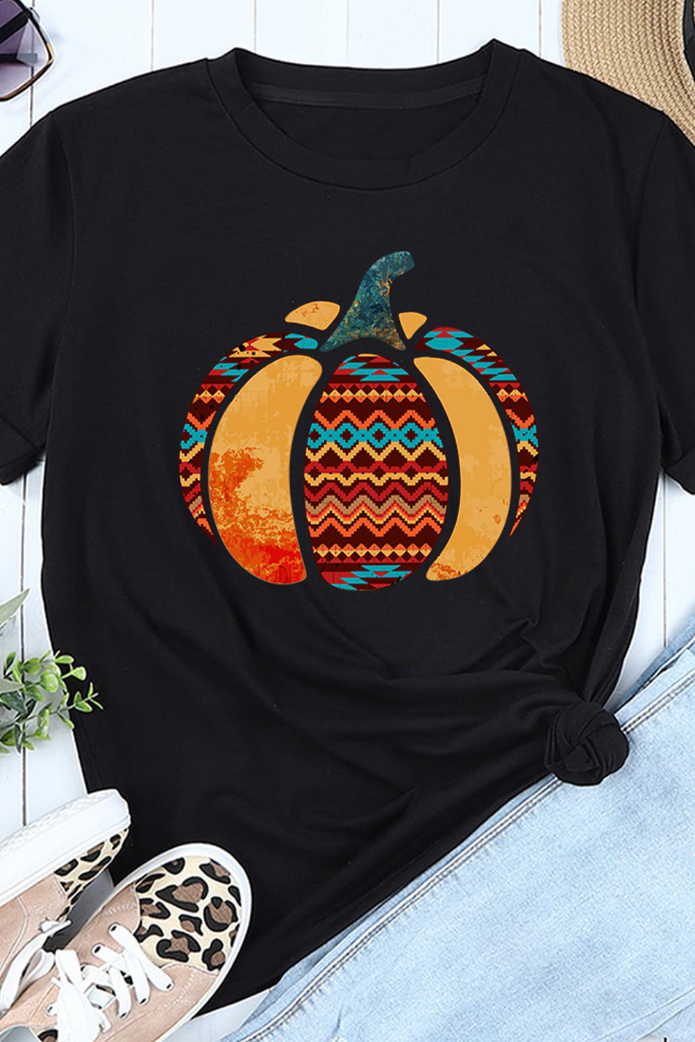 Pumpkin Graphic Cuffed Tee