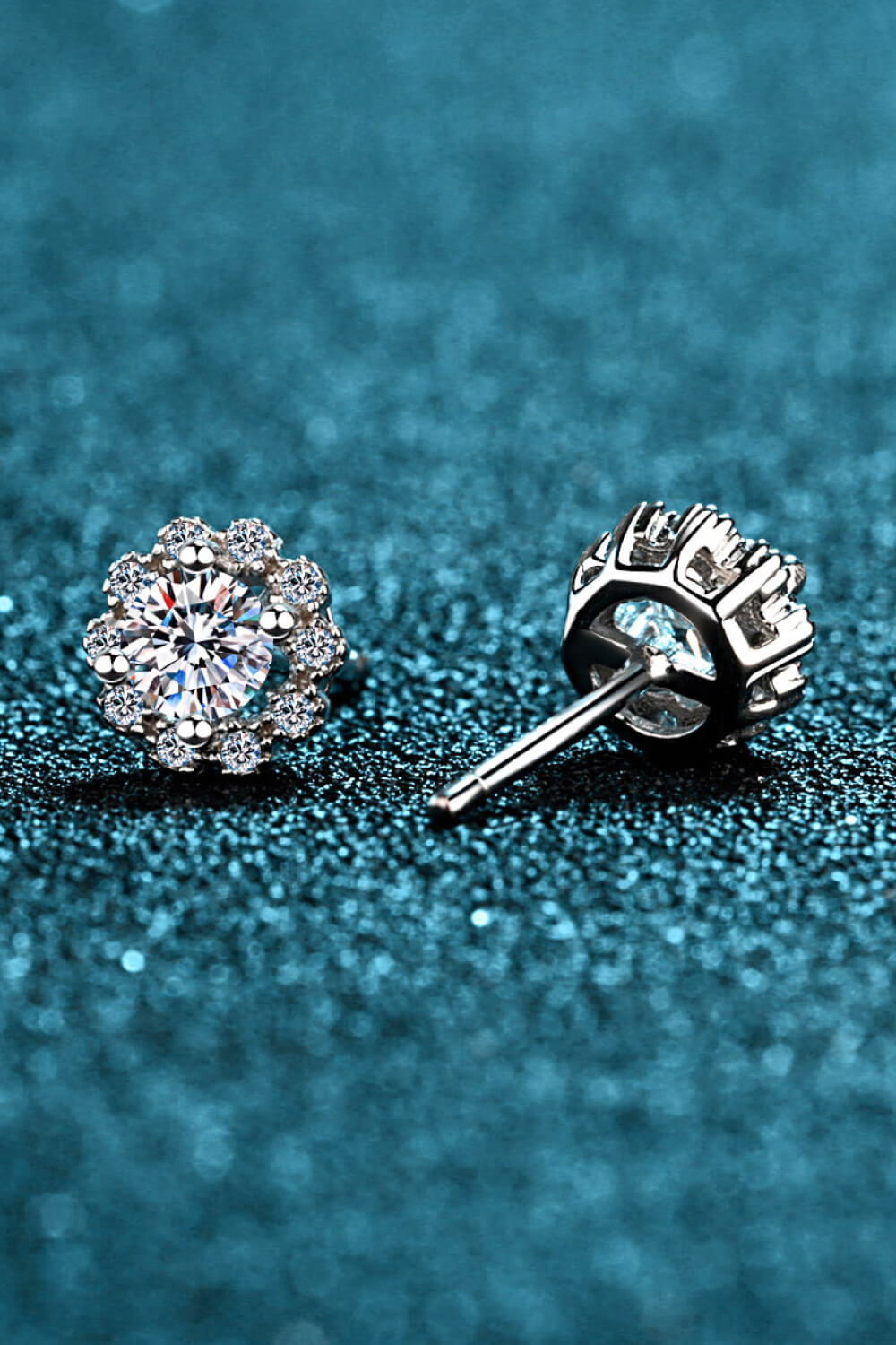 1 Carat Moissanite Floral-Shaped Stud Earrings