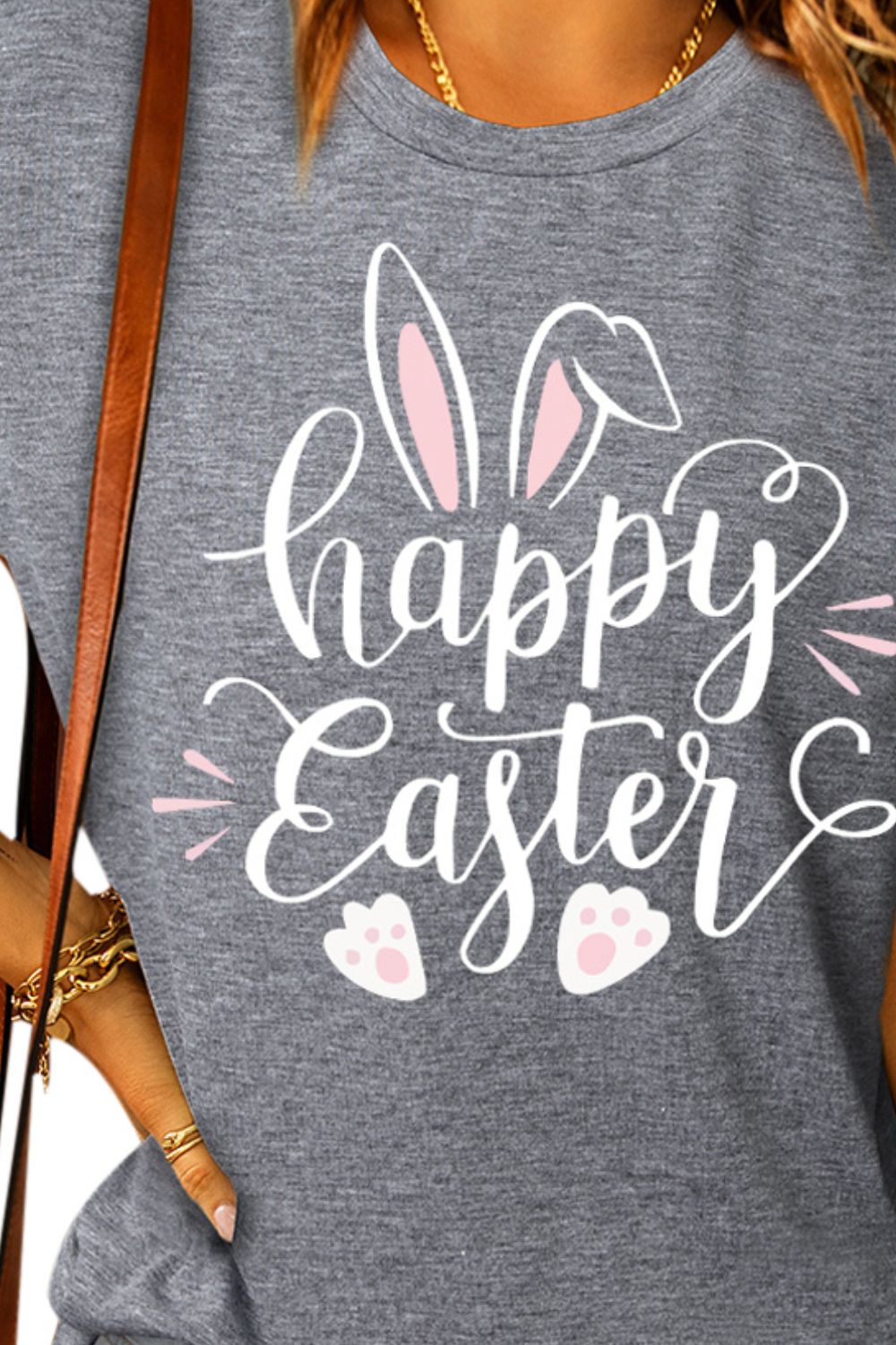 HAPPY EASTER Graphic Round Neck Tee