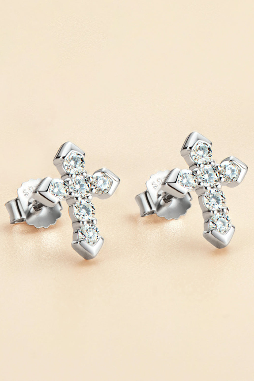 Moissanite Cross Stud Earrings