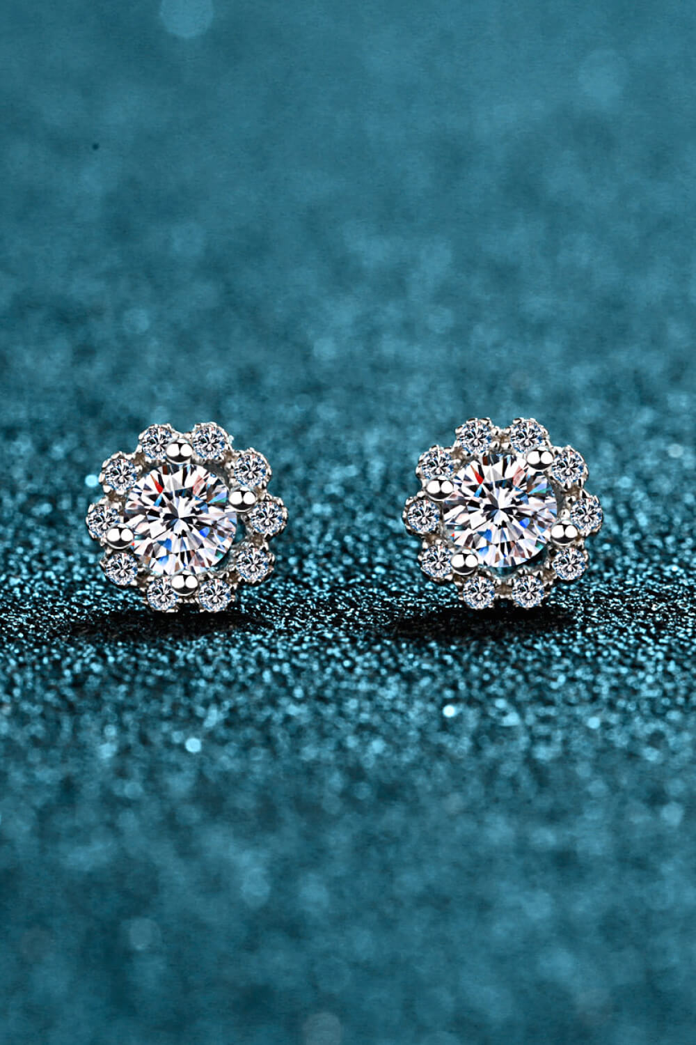 1 Carat Moissanite Floral-Shaped Stud Earrings