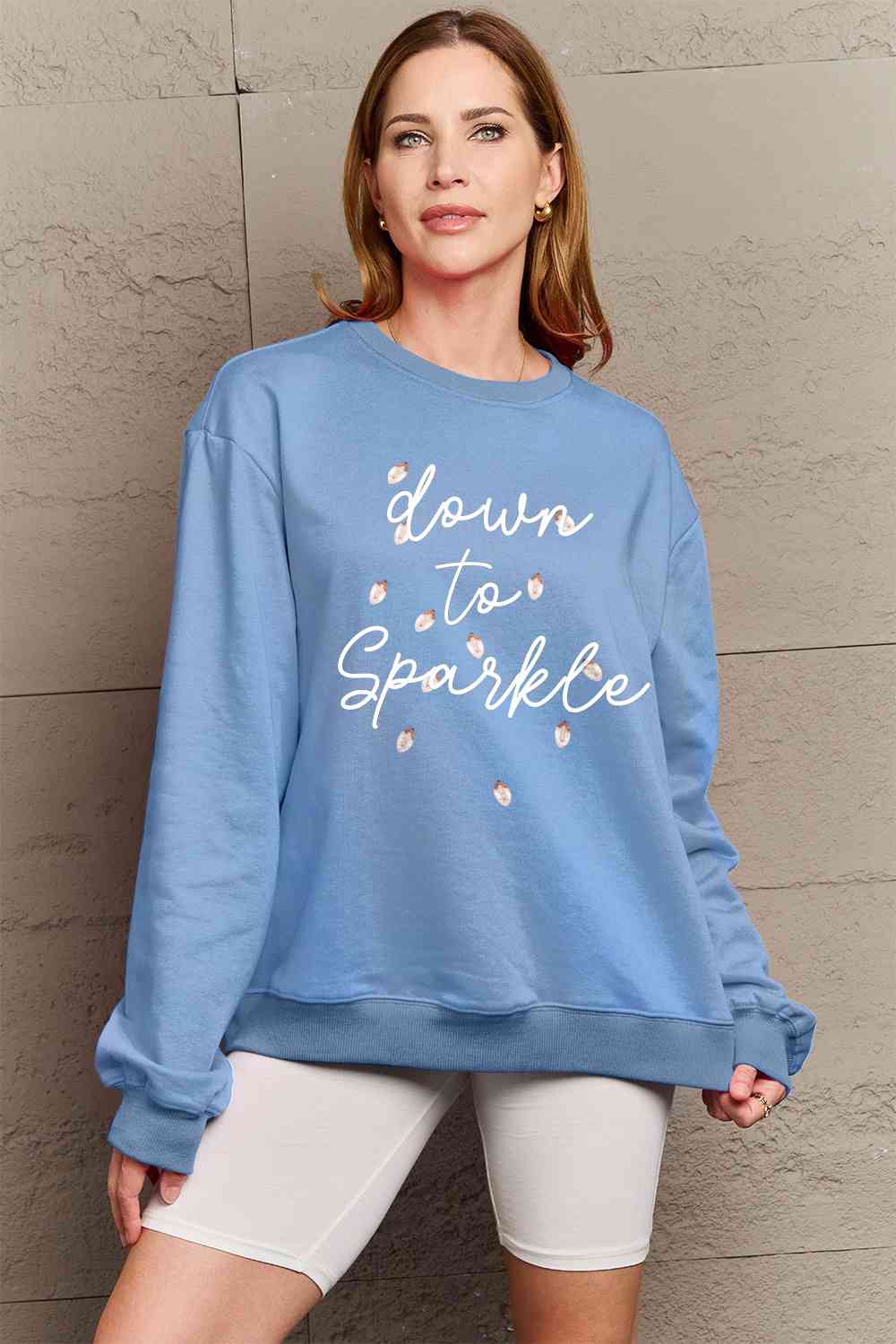 Simply Love Full Size Letter Graphic Long Sleeve Sweatshirt