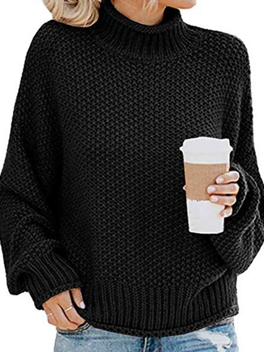 Turtleneck Dropped Shoulder Sweater