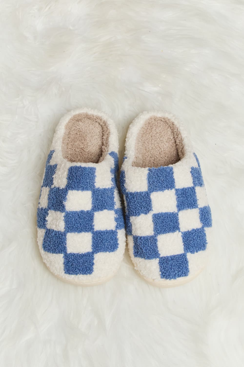 Melody Checkered Plush Slide Slippers