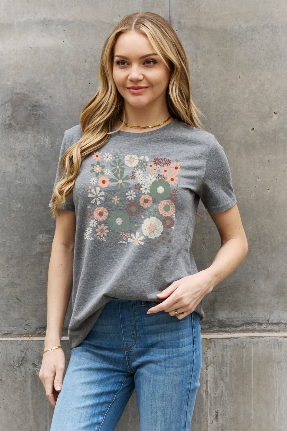 Simply Love Full Size Flower Graphic Cotton Tee