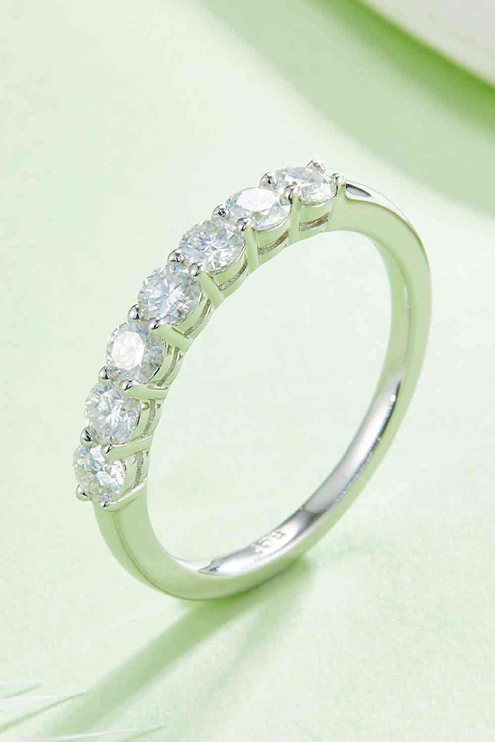 Moissanite Platinum-Plated Half-Eternity Ring