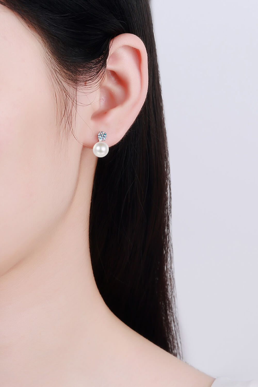 Moissanite Pearl Stud Earrings