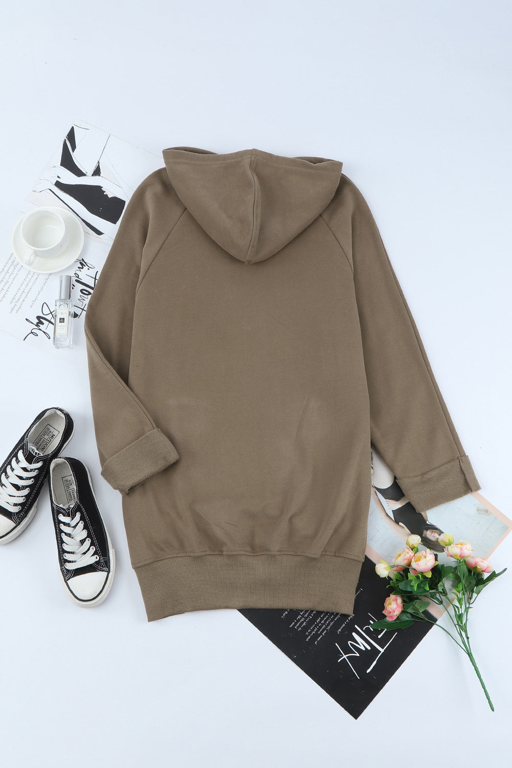 Side Slit Raglan Sleeve Hoodie