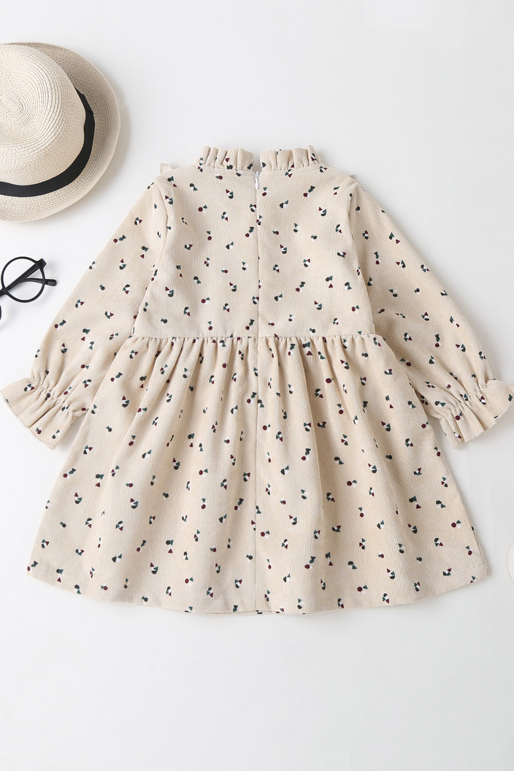 Girls Ruffle Collar Long Sleeve Dress