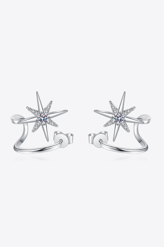 Moissanite Star Rhodium-Plated Earrings