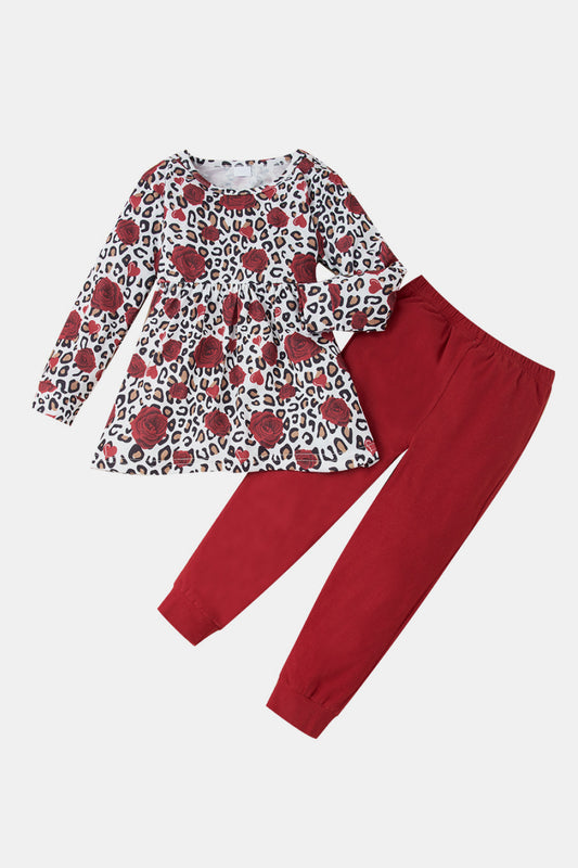 Girls Floral Dress and Pants Set