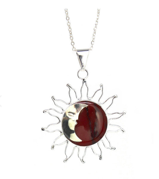 Sun and Moon Red Jasper Pendant w/Chain